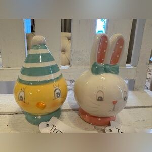Cute Ceramic Chick and Bunny Figurines